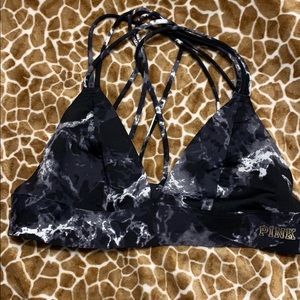 Pink marble bra with cross over straps